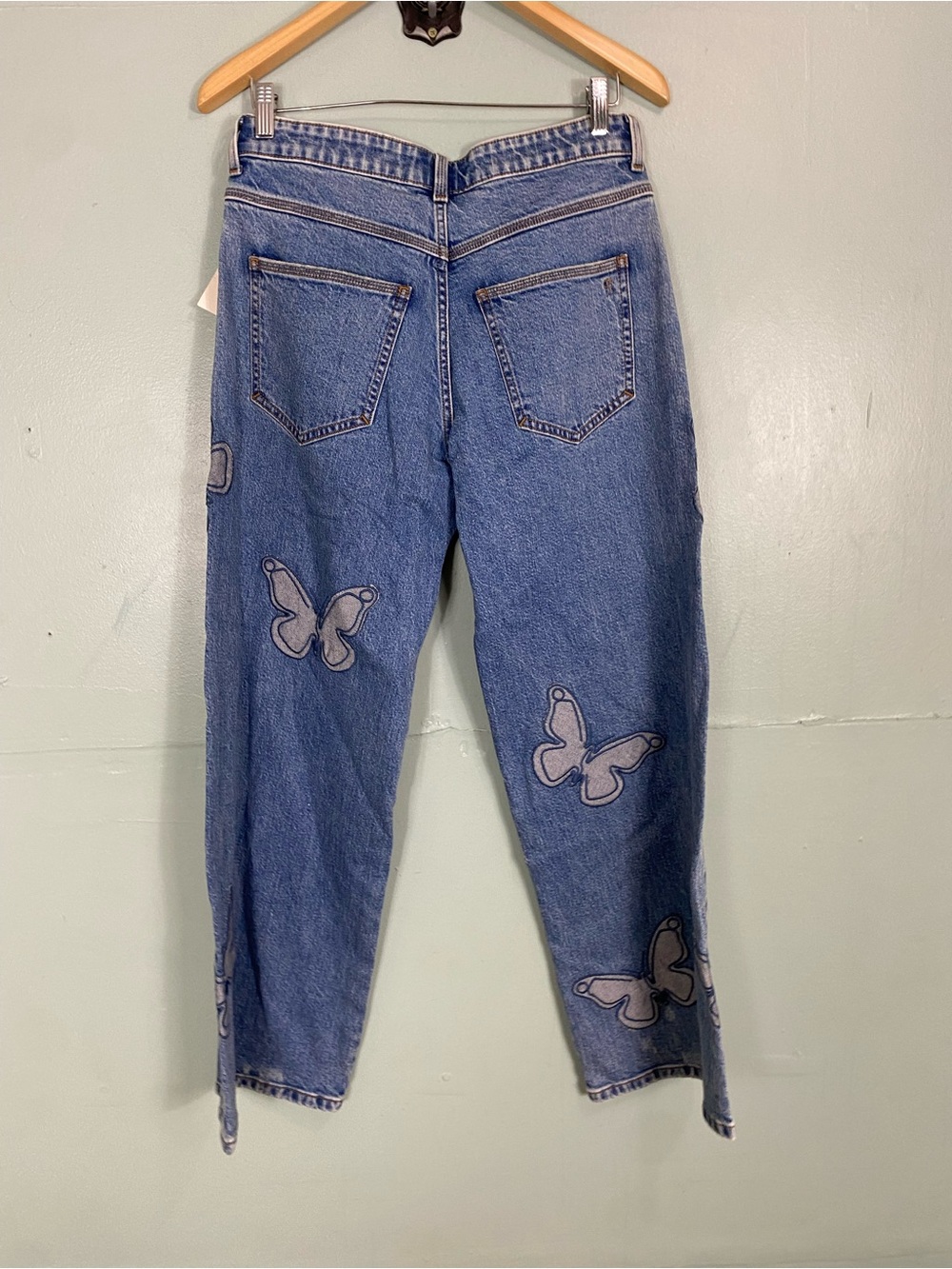 Anthropologie Pilcro Butterfly Low‎ Slung Wide Leg Jeans Blue Denim Size 27 - Picture 5 of 5